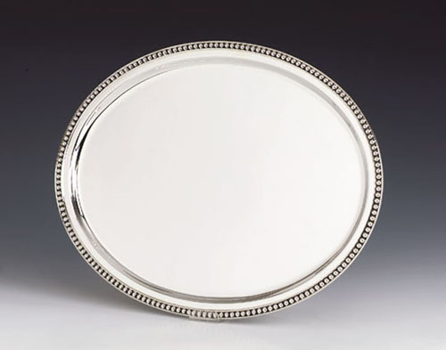 Small Pearls Oval Silver Tray