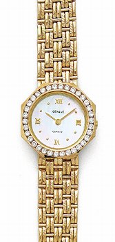 Euro Geneve Women's Watch - Solid 14K Gold and Channel Set Diamonds ...